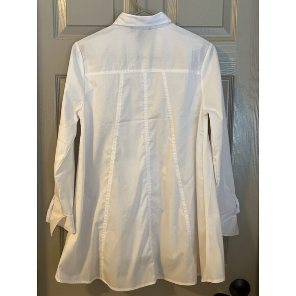 Ellen Tracy White Button-Down‎ Tunic Blouse Long Sleeve Flowy Shirt S - Picture 2 of 7